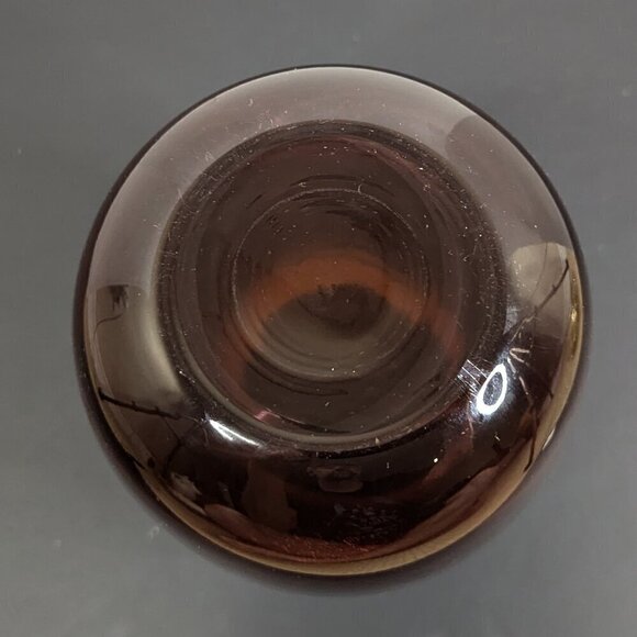 BOHEMIA Crystal Vintage Tiger Stripe Amber Black Gold Vase - Picture 7 of 10